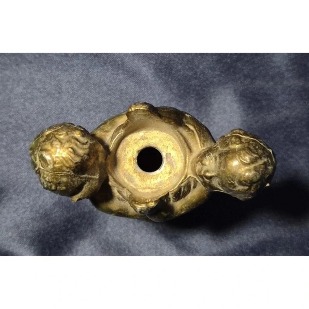 Vintage Lamp‎ Based Cherub Angel Ornate Cast Metal Silver Tone